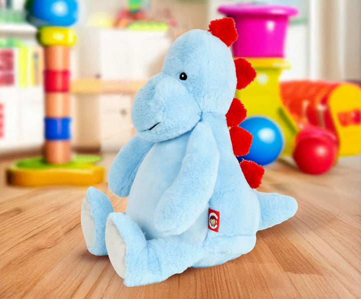 Personalisiertes Kuscheltier Baby Dinosaurier mit Name & Geburtsdaten – Geschenk zur Geburt oder Taufe