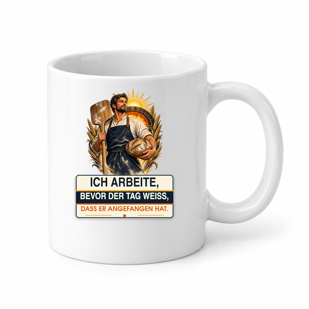 Bäcker-Tasse BAECKER-FRUEHSTART in Weiß