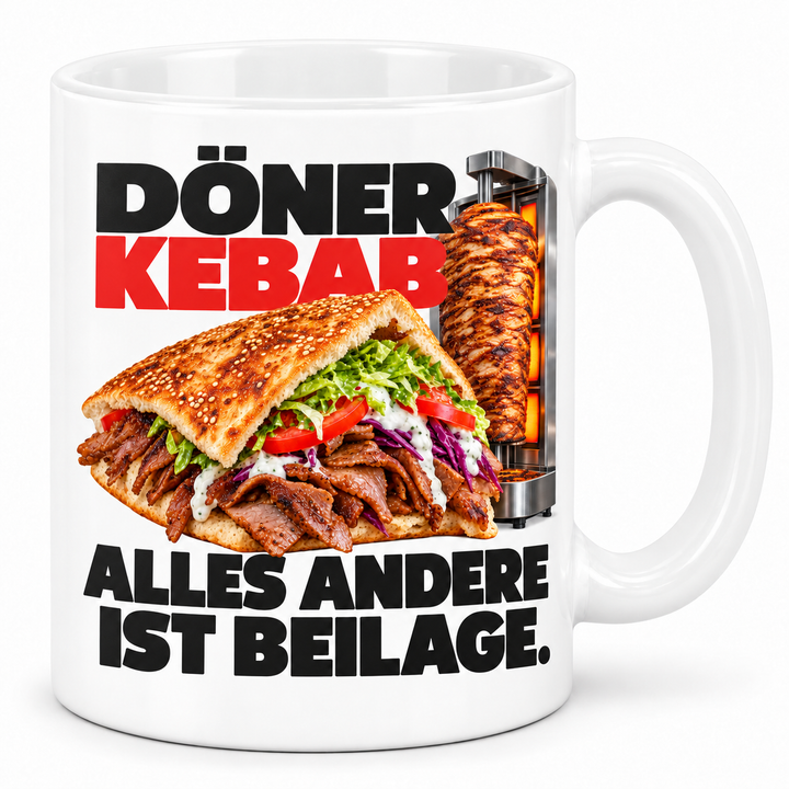 Döner-Tasse Alles andere ist Beilage – Weiß