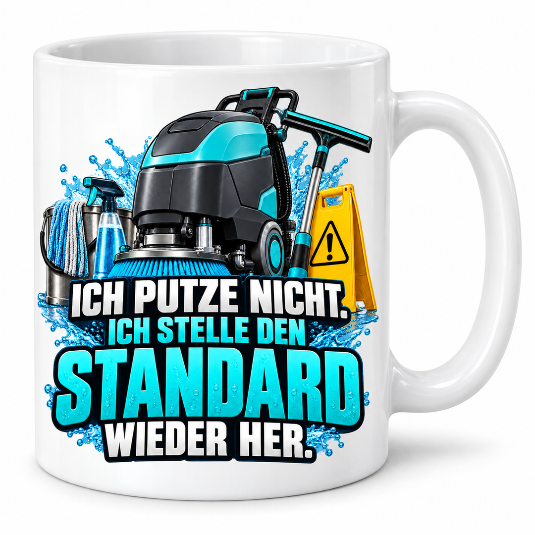 Gebäudereiniger-Tasse mit Spruch – Weiß