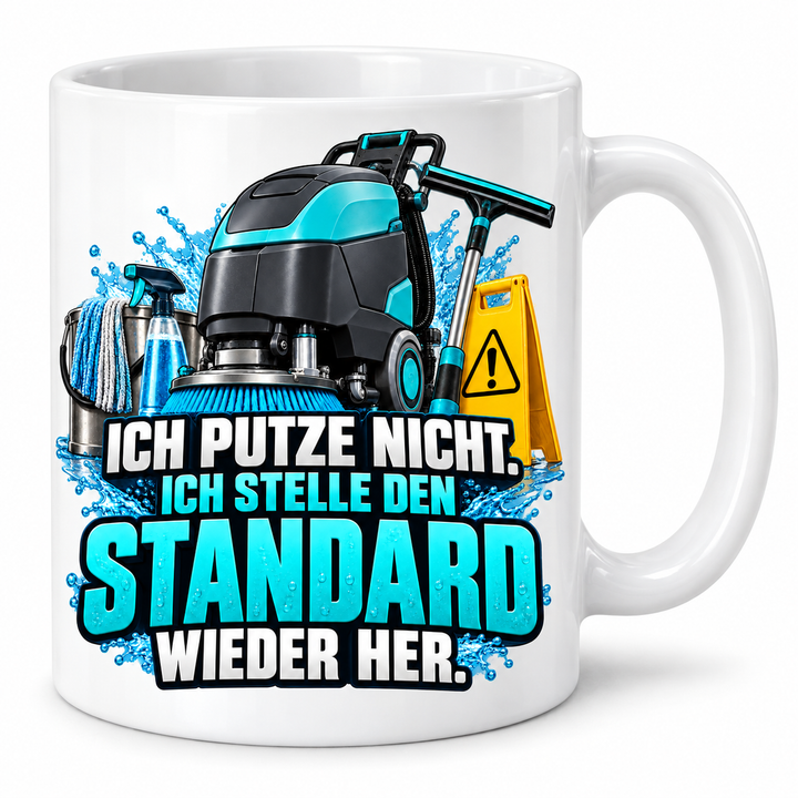 Gebäudereiniger-Tasse mit Spruch – Weiß