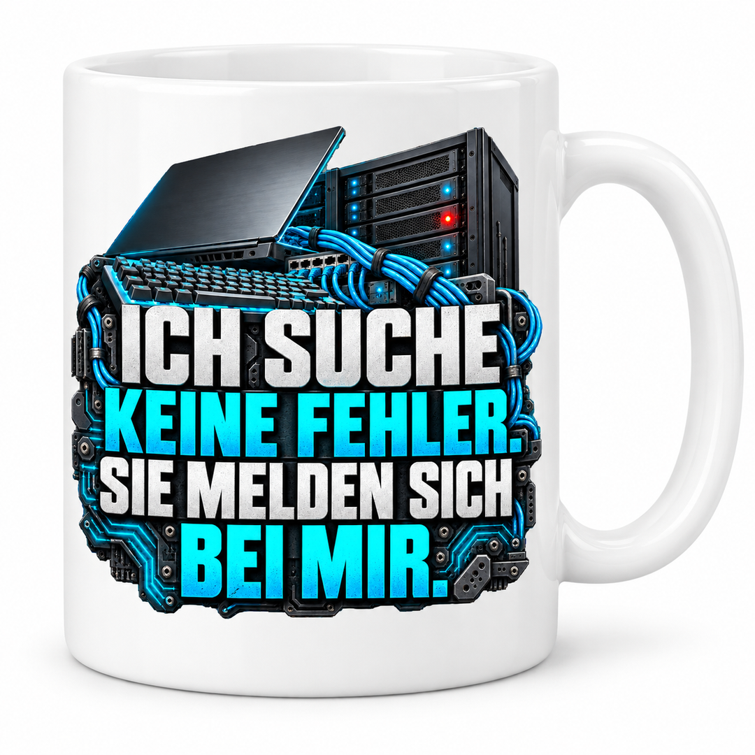 IT-Tasse Ich suche keine Fehler – Weiß