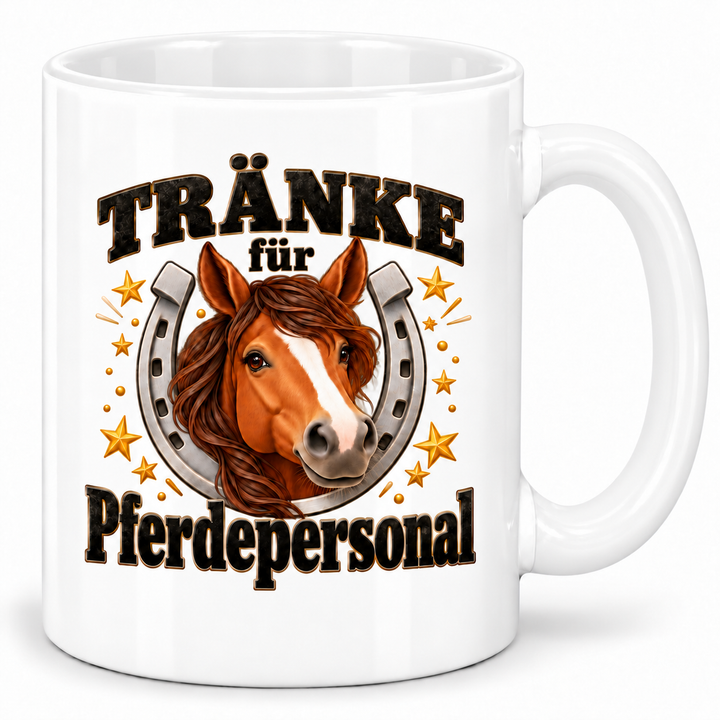 Pferde-Tasse Tränke für Pferdepersonal – Weiß
