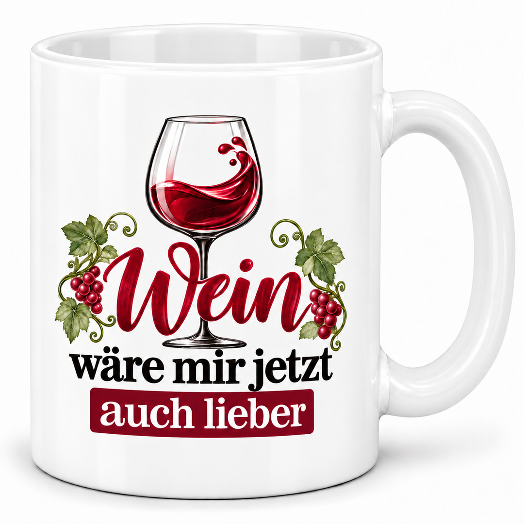 Wein-Tasse Wein wäre mir jetzt auch lieber – Weiß