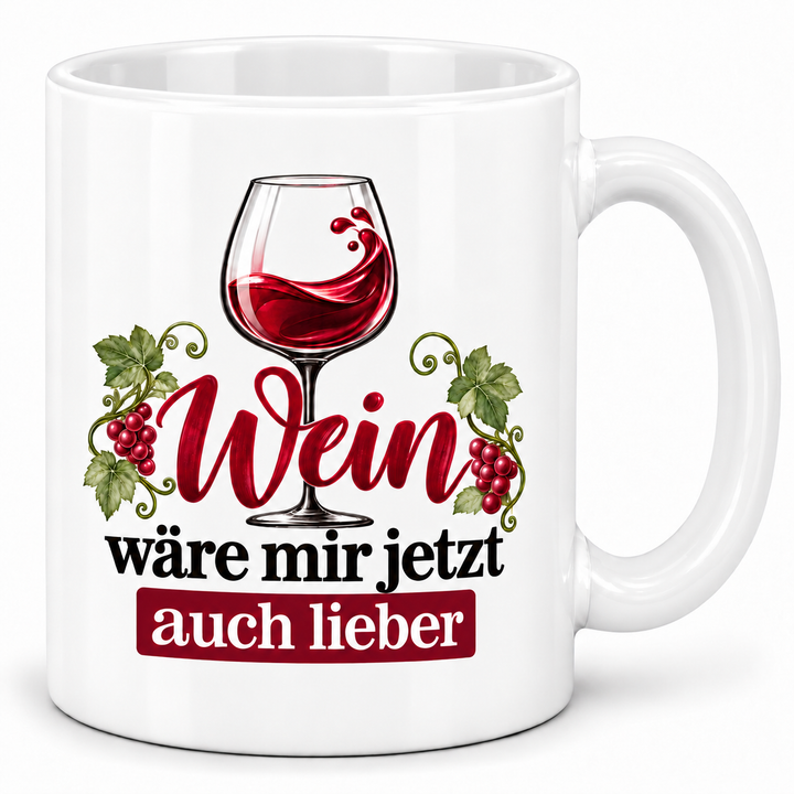 Wein-Tasse Wein wäre mir jetzt auch lieber – Weiß