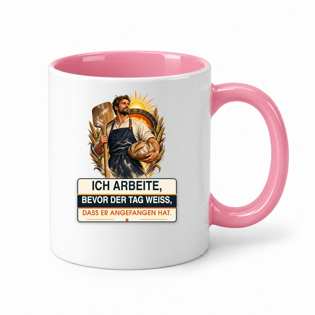 Bäcker-Tasse BAECKER-FRUEHSTART in Rosa