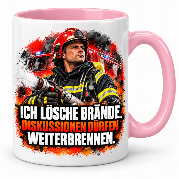 Feuerwehr-Tasse mit Spruch in Rosa – PEPAM Geschenke