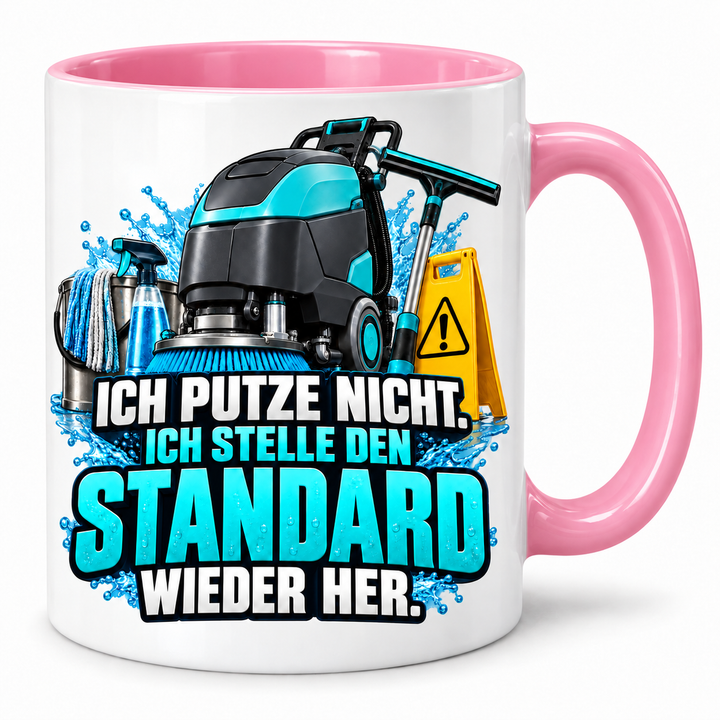 Gebäudereiniger-Tasse mit Spruch – Rosa