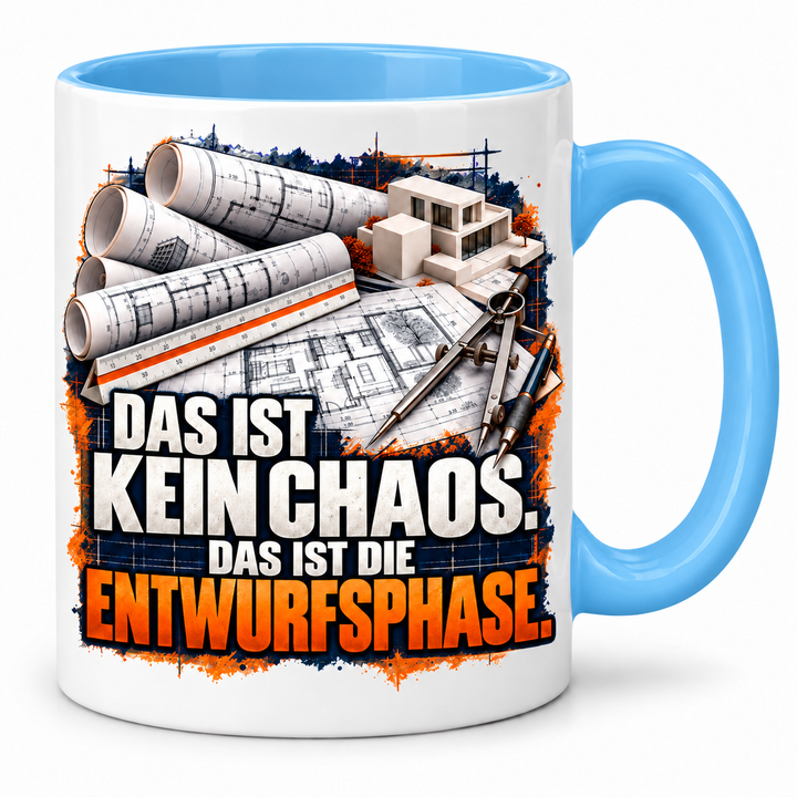 Architekt-Tasse Das ist kein Chaos – Blau