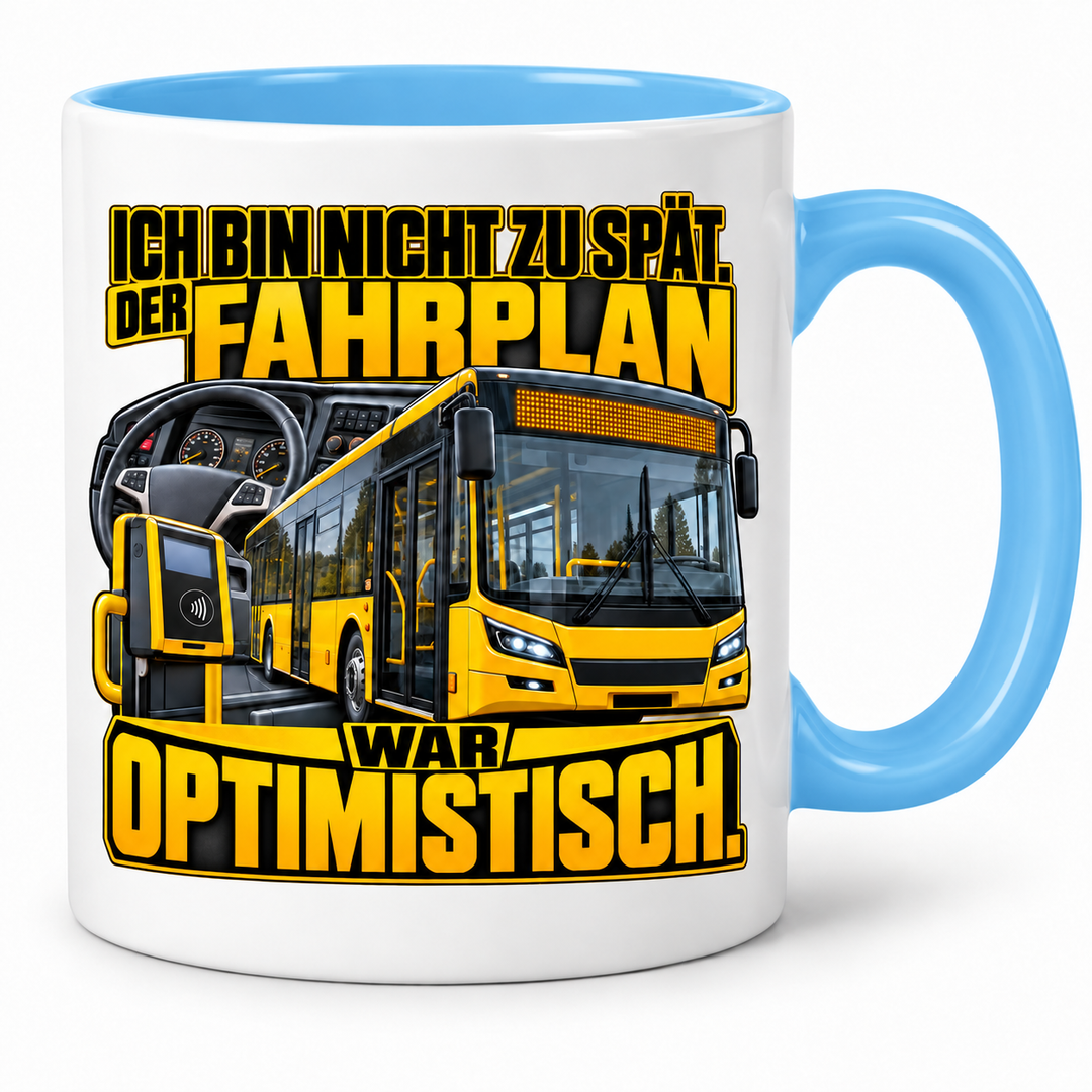 Busfahrer-Tasse Der Fahrplan war optimistisch – Blau
