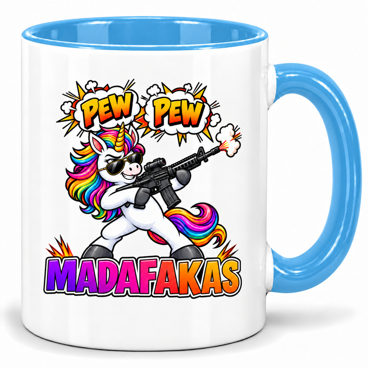 Einhorn-Tasse Pew Pew Madafakas – Blau