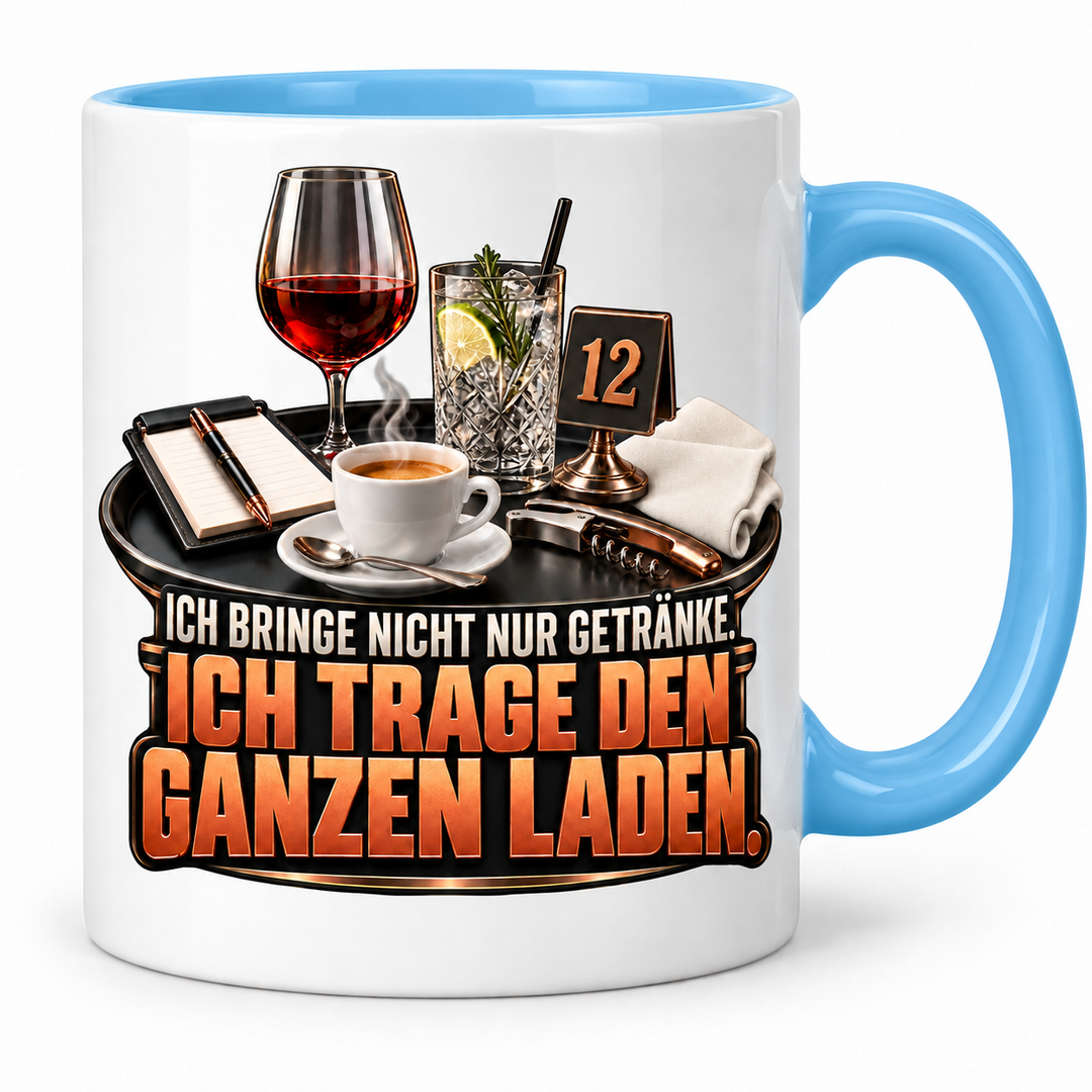 Servicekraft-Tasse Blau – Ich trage den ganzen Laden