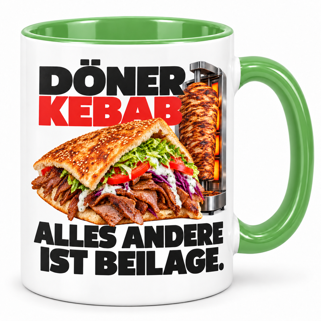 Döner-Tasse Alles andere ist Beilage – Grün