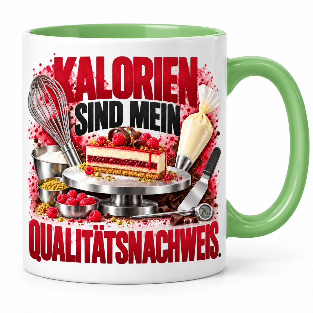 Konditor-Tasse Kalorien sind mein Qualitätsnachweis in Grün