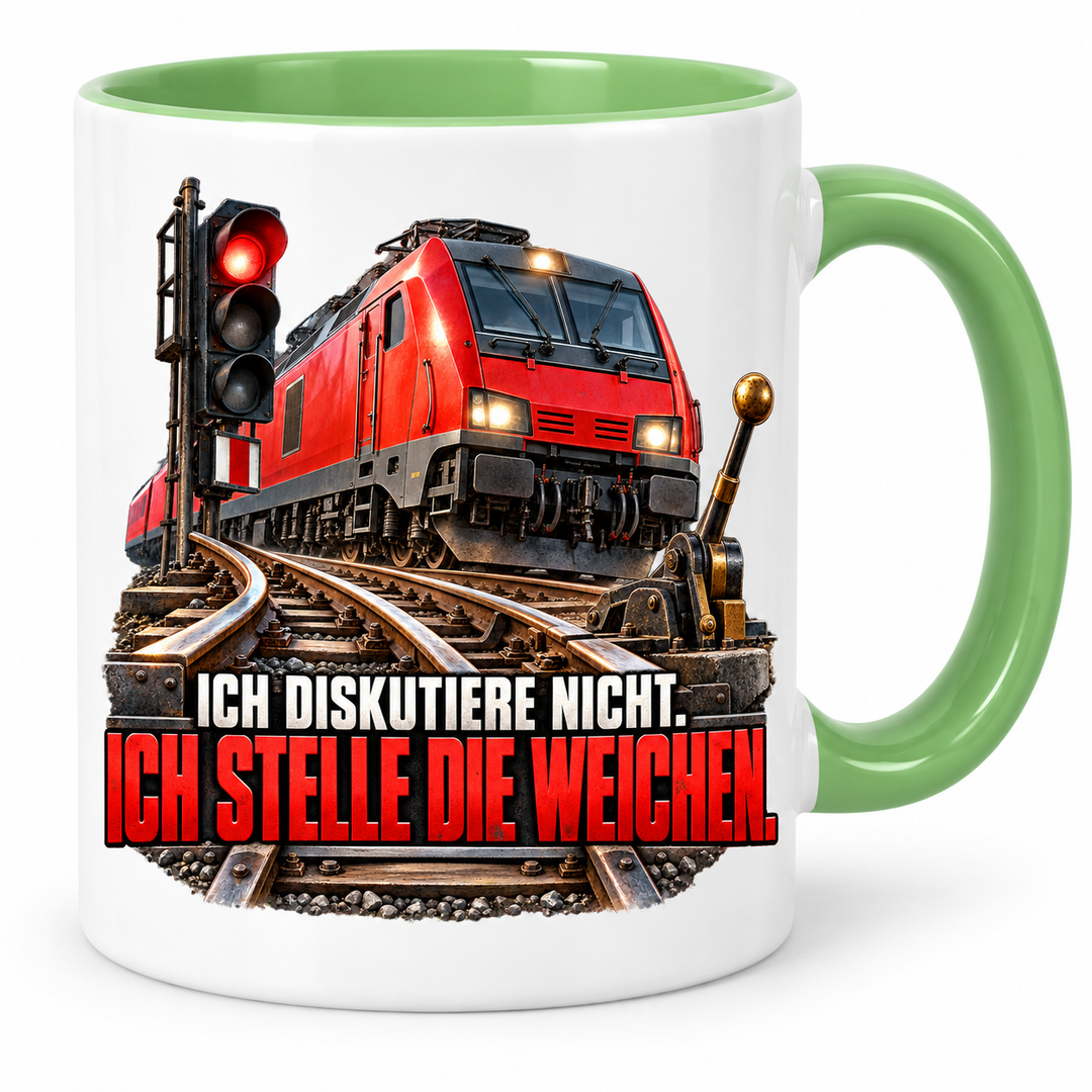 Lokführer Tasse Grün – Ich stelle die Weichen