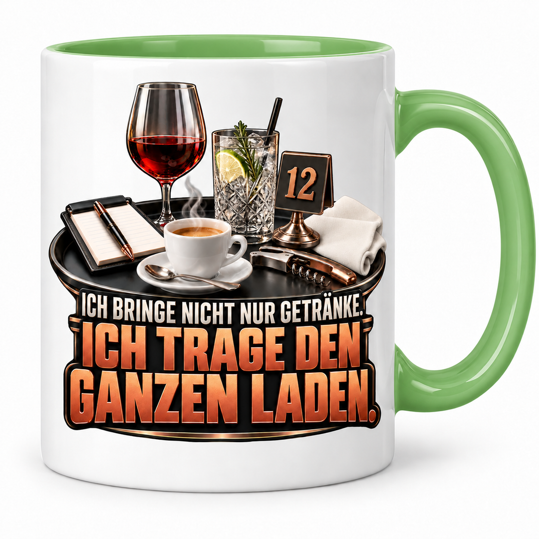 Servicekraft-Tasse Grün – Ich trage den ganzen Laden