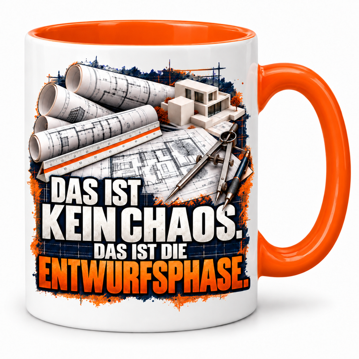 Architekt-Tasse Das ist kein Chaos – Orange