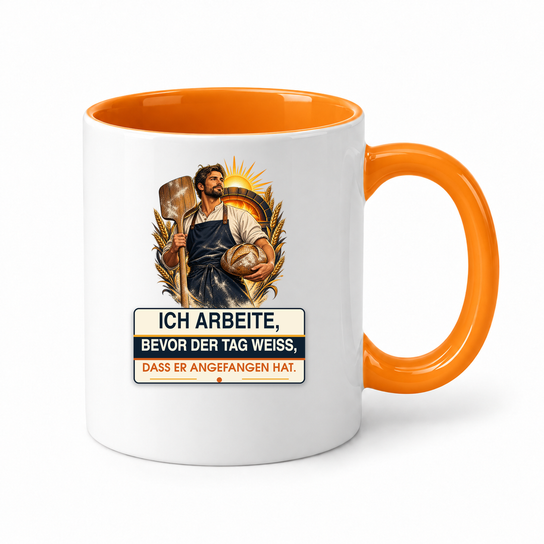 Bäcker-Tasse BAECKER-FRUEHSTART in Orange