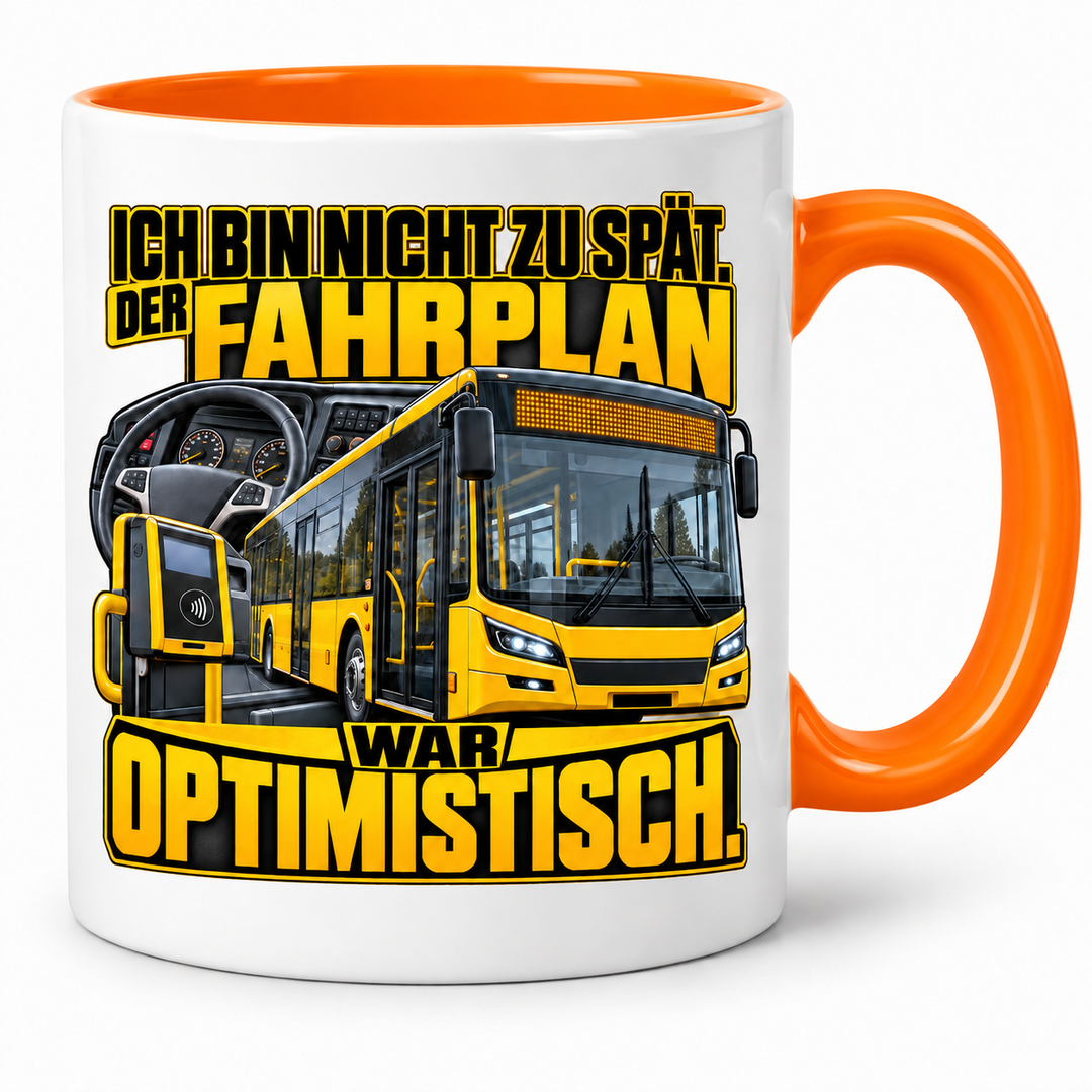 Busfahrer-Tasse Der Fahrplan war optimistisch – Orange