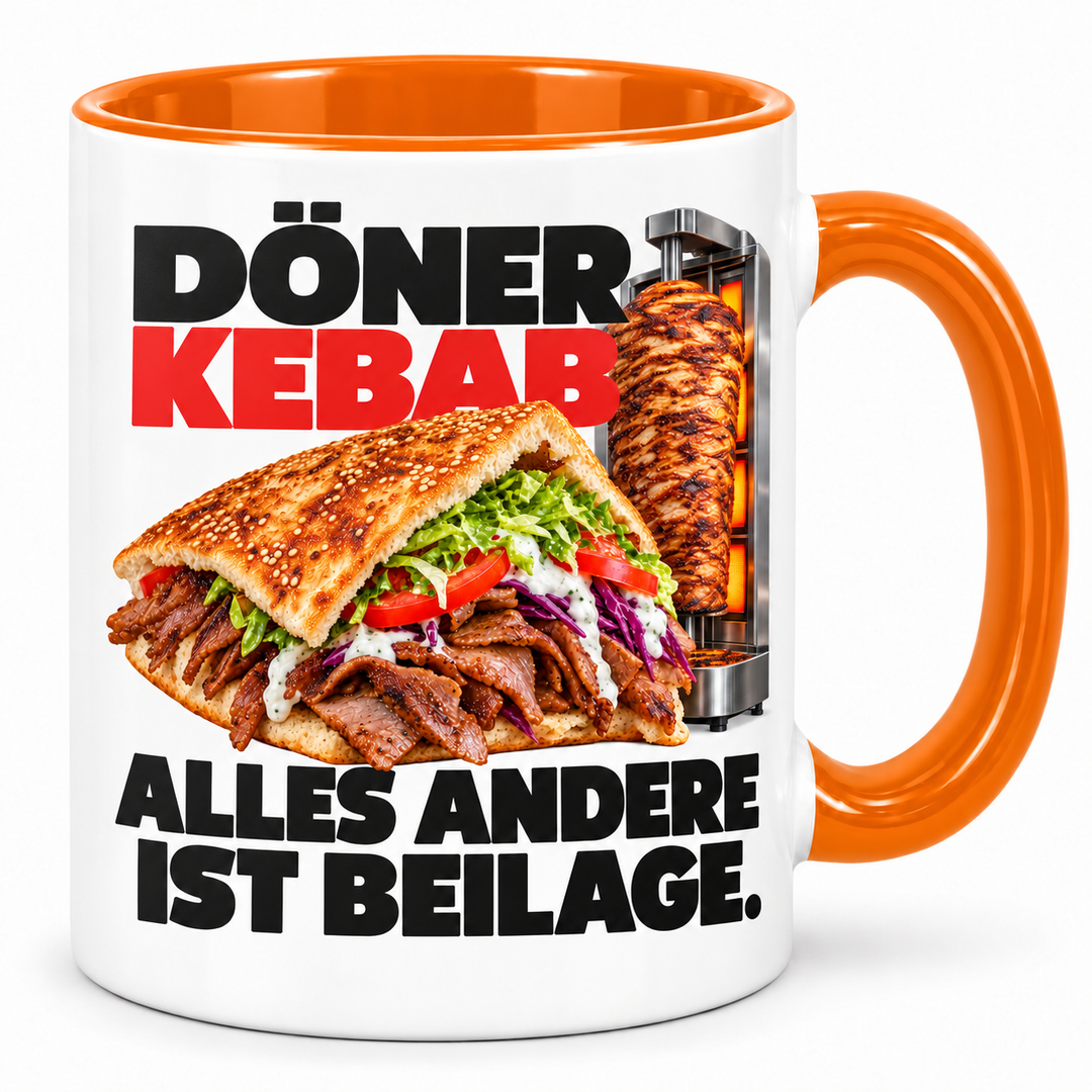 Döner-Tasse Alles andere ist Beilage – Orange
