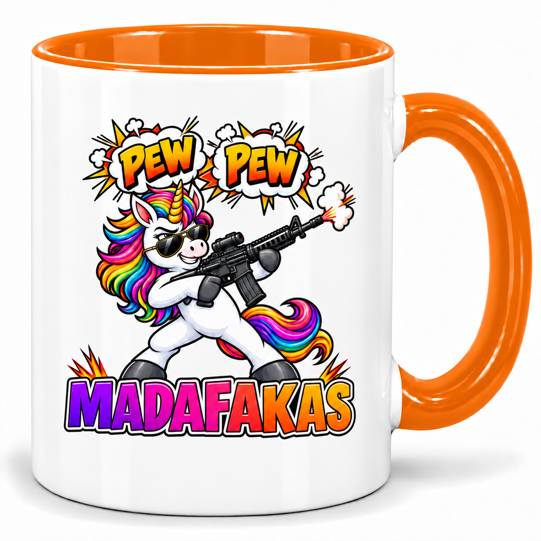 Einhorn-Tasse Pew Pew Madafakas – Orange