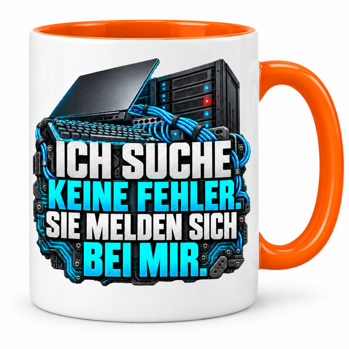 IT-Tasse Ich suche keine Fehler – Orange