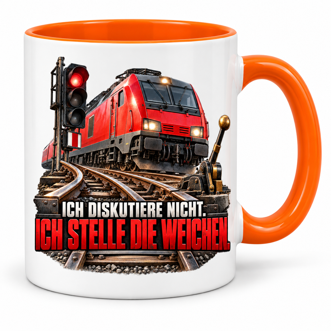 Lokführer Tasse Orange – Ich stelle die Weichen