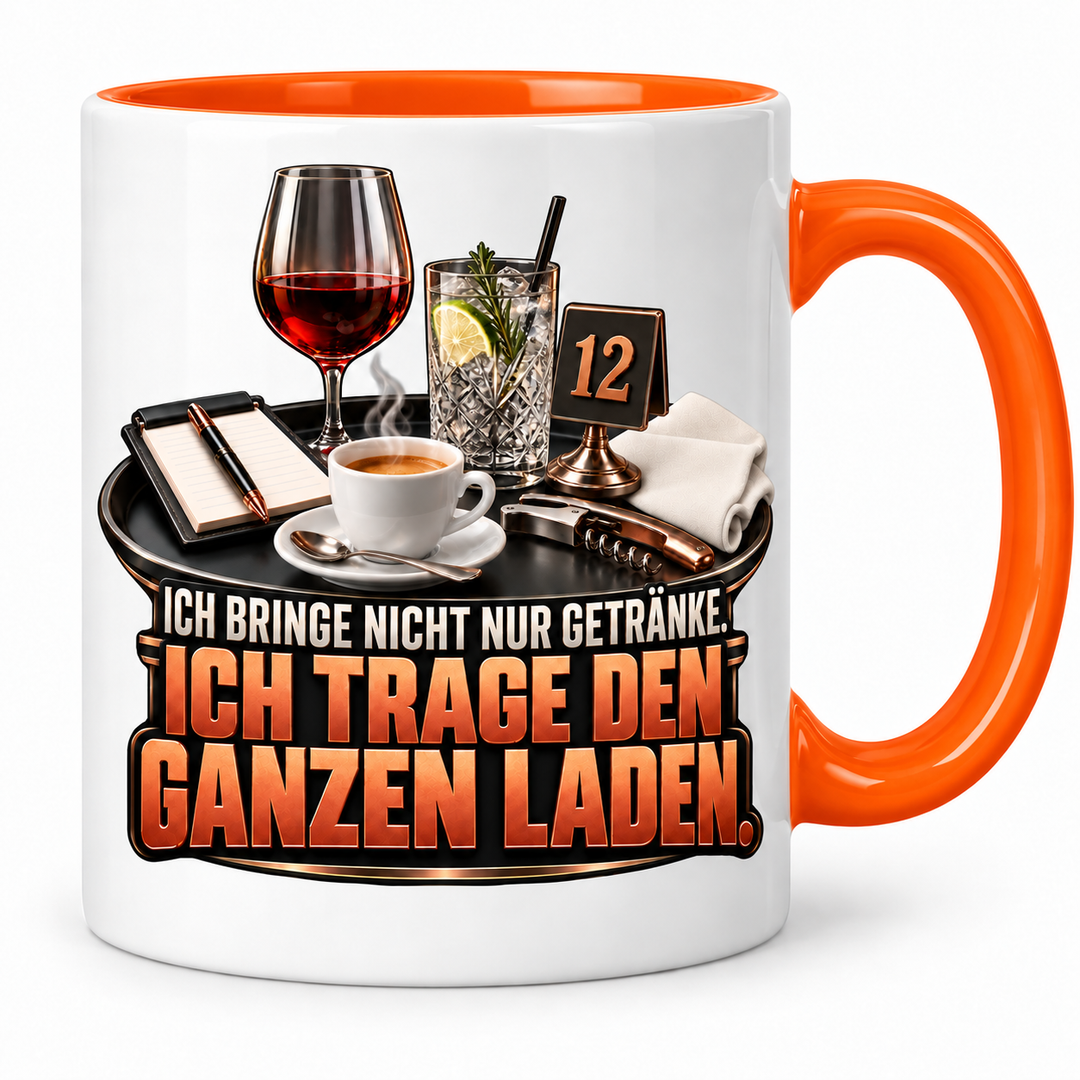 Servicekraft-Tasse Orange – Ich trage den ganzen Laden