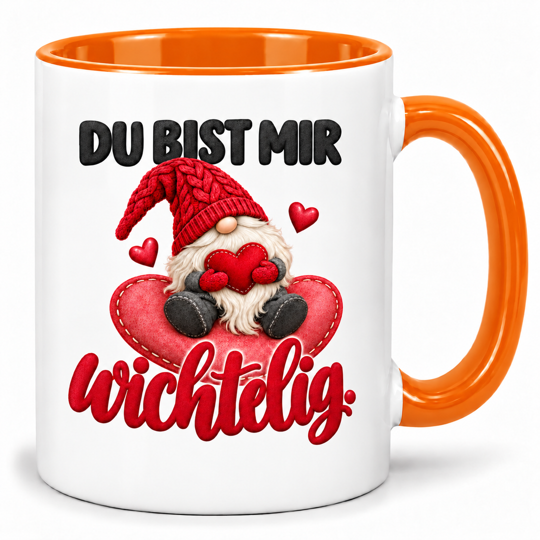 Wichtel-Tasse Du bist mir wichtelig – Orange