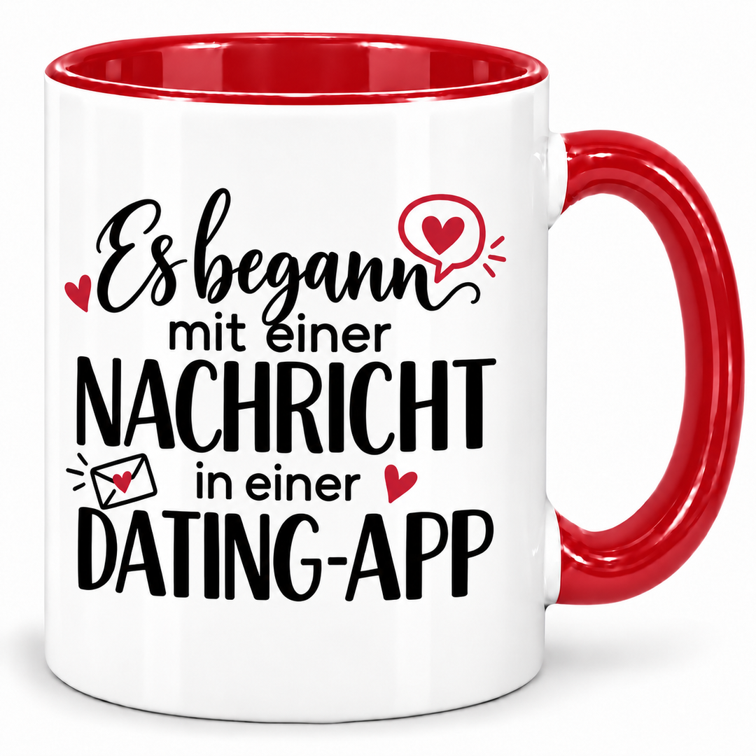 Dating-App-Tasse – Es begann mit einer Nachricht – Rot