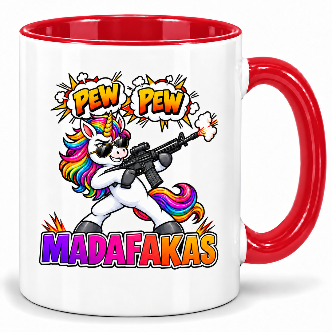Einhorn-Tasse Pew Pew Madafakas – Rot