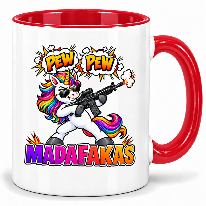 Einhorn-Tasse Pew Pew Madafakas – Rot