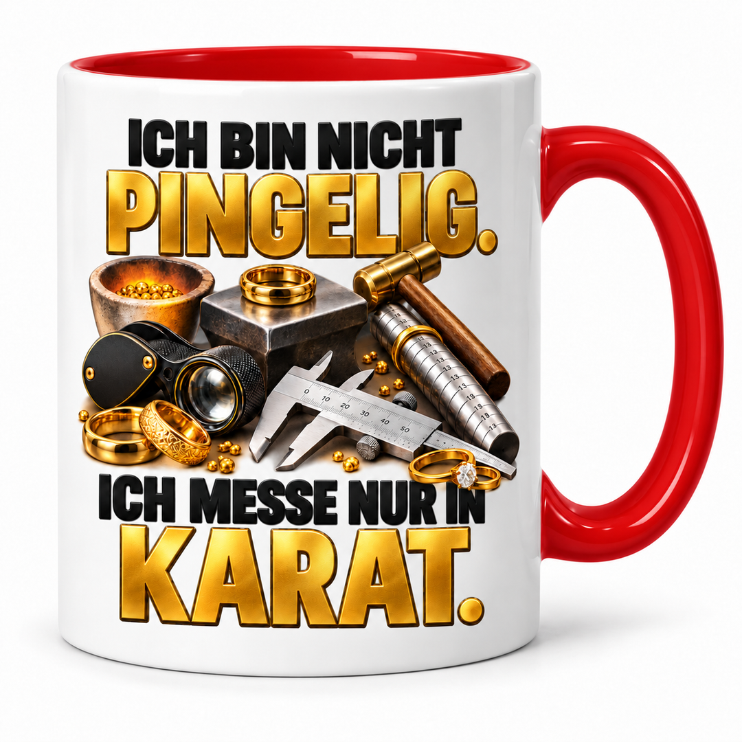 Goldschmied-Tasse Ich messe nur in Karat – Rot