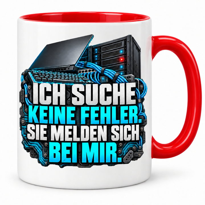 IT-Tasse Ich suche keine Fehler – Rot