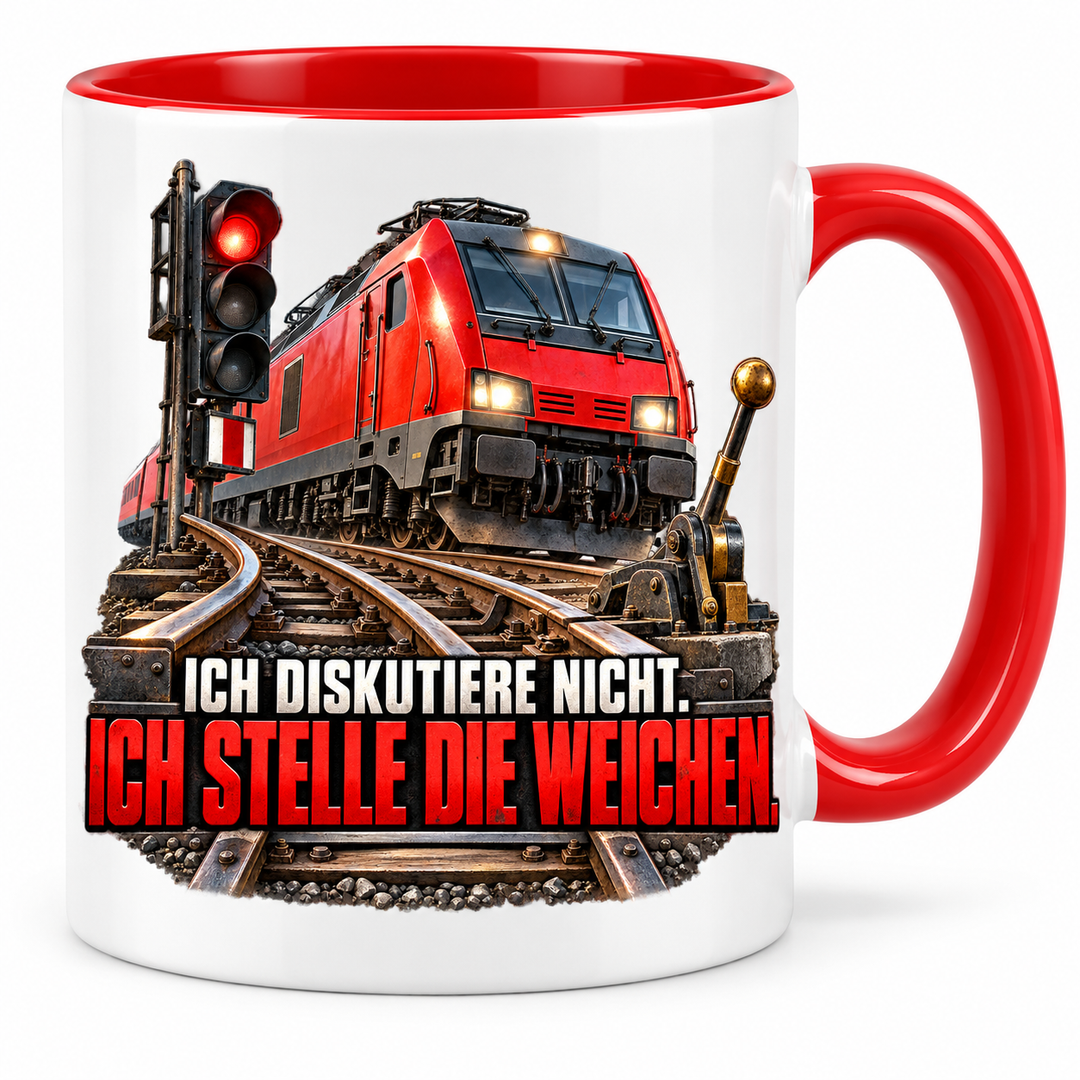 Lokführer Tasse Rot – Ich stelle die Weichen