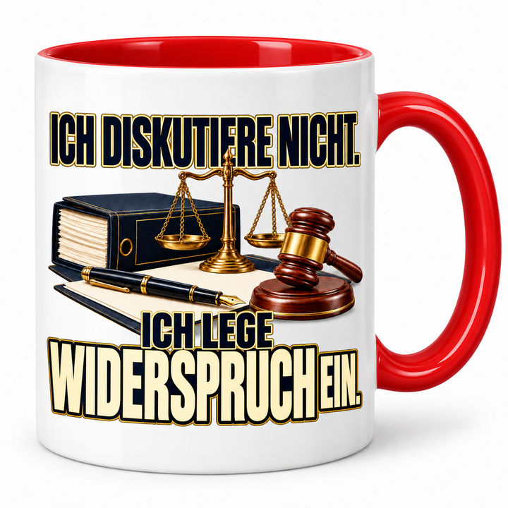 Rechtsanwalt-Tasse Ich lege Widerspruch ein – Rot