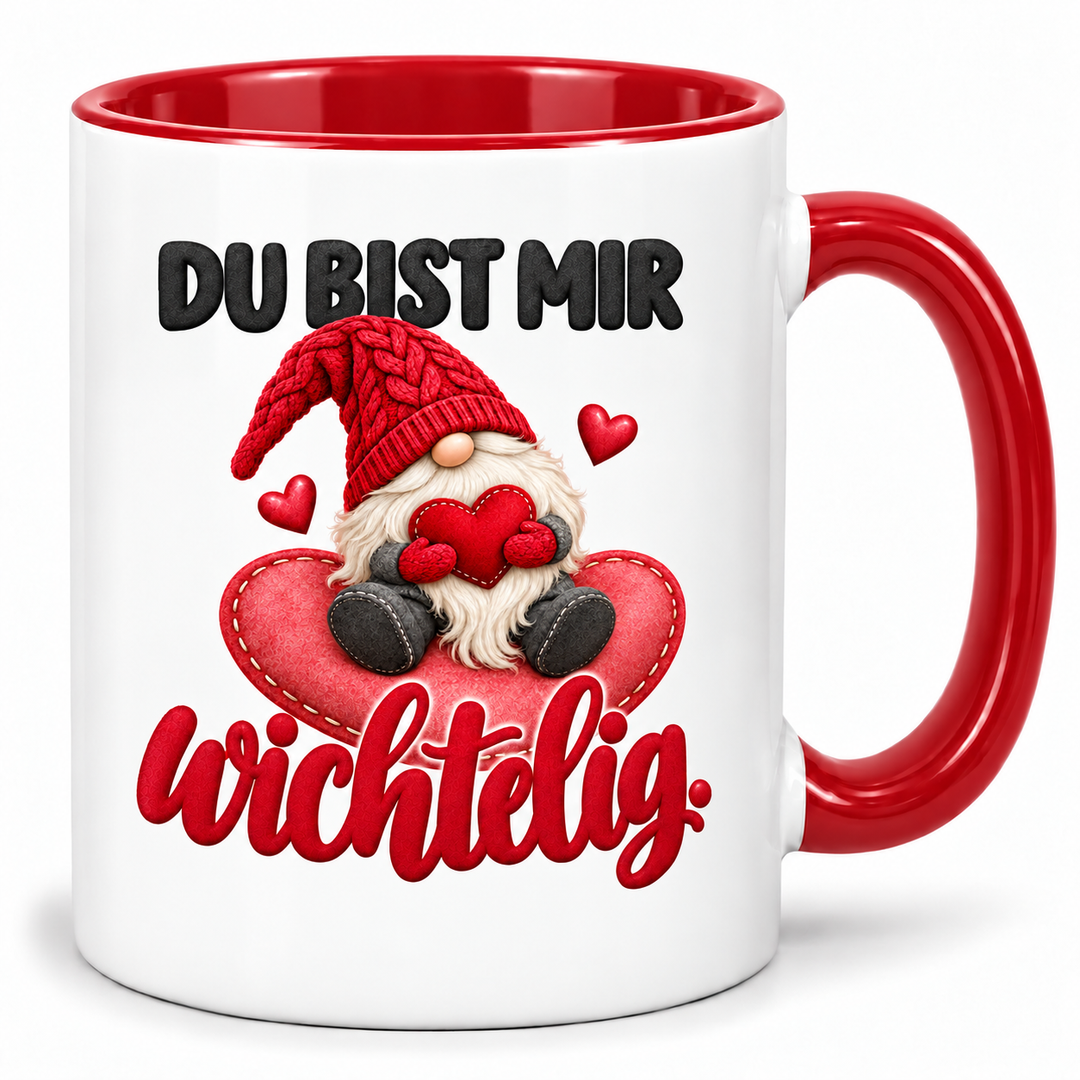 Wichtel-Tasse Du bist mir wichtelig – Rot