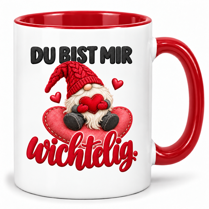 Wichtel-Tasse Du bist mir wichtelig – Rot