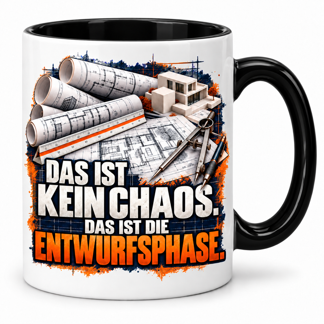 Architekt-Tasse Das ist kein Chaos – Schwarz