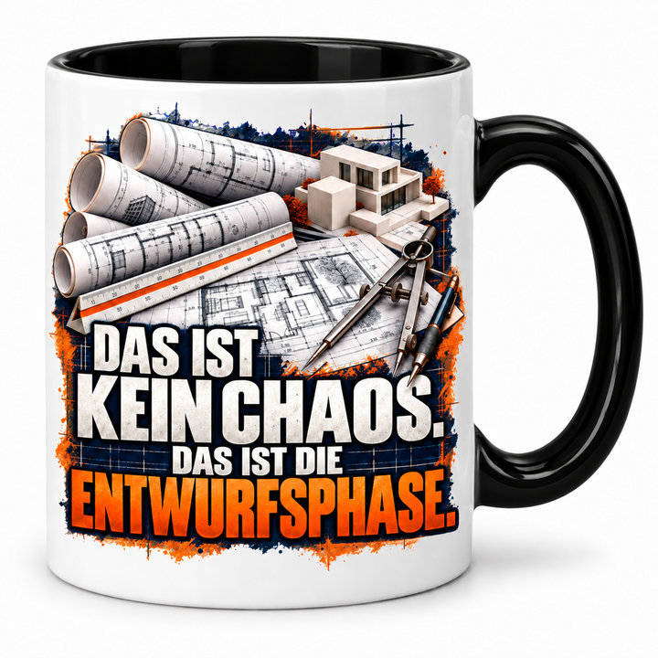 Architekt-Tasse Das ist kein Chaos – Schwarz