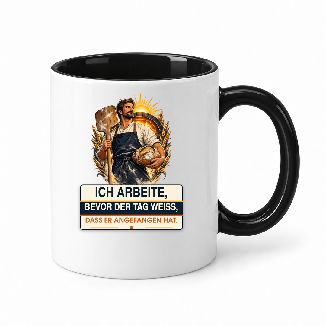Bäcker-Tasse BAECKER-FRUEHSTART in Schwarz