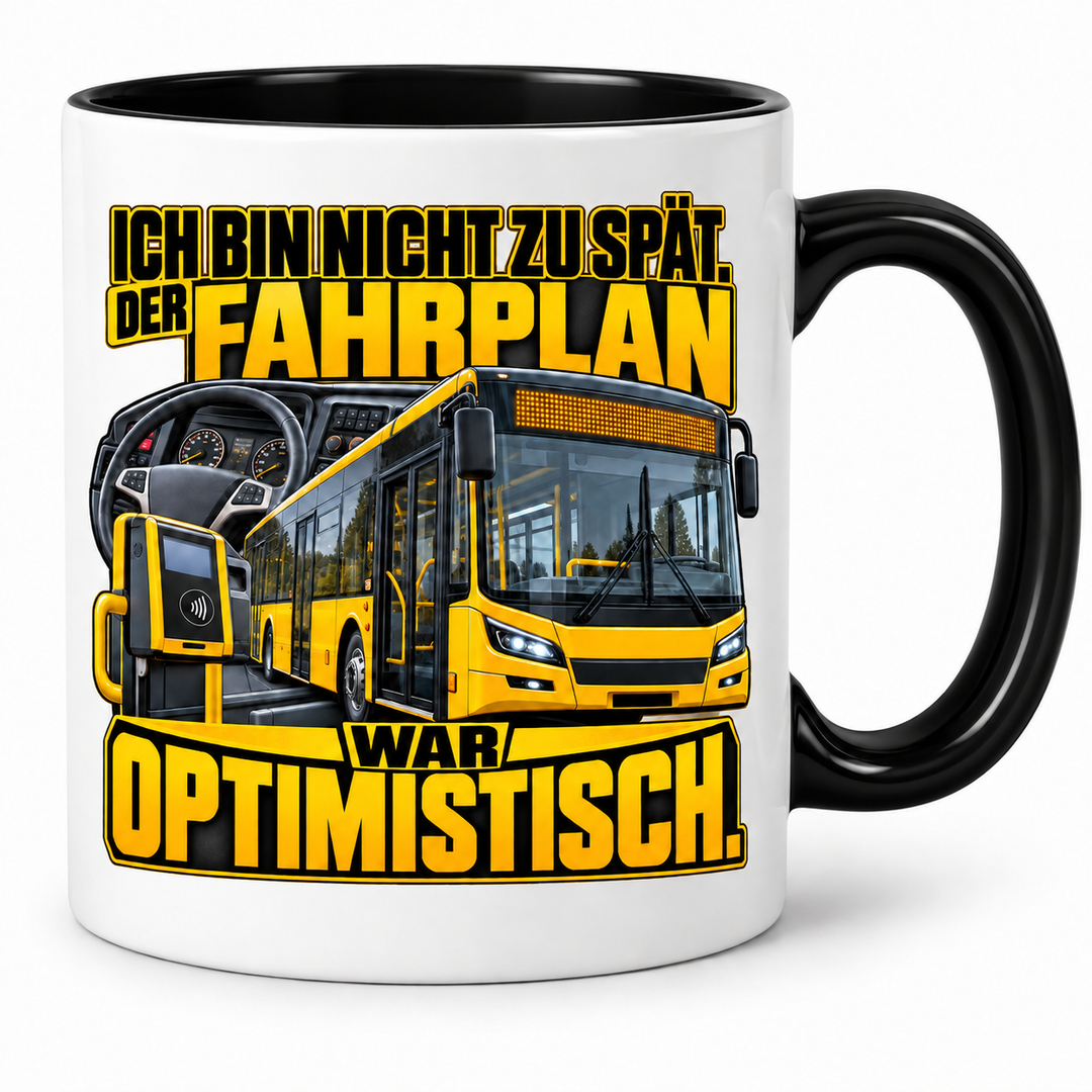 Busfahrer-Tasse Der Fahrplan war optimistisch – Schwarz