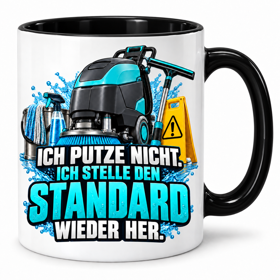 Gebäudereiniger-Tasse mit Spruch – Schwarz