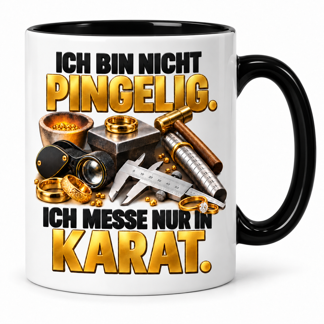 Goldschmied-Tasse Ich messe nur in Karat – Schwarz