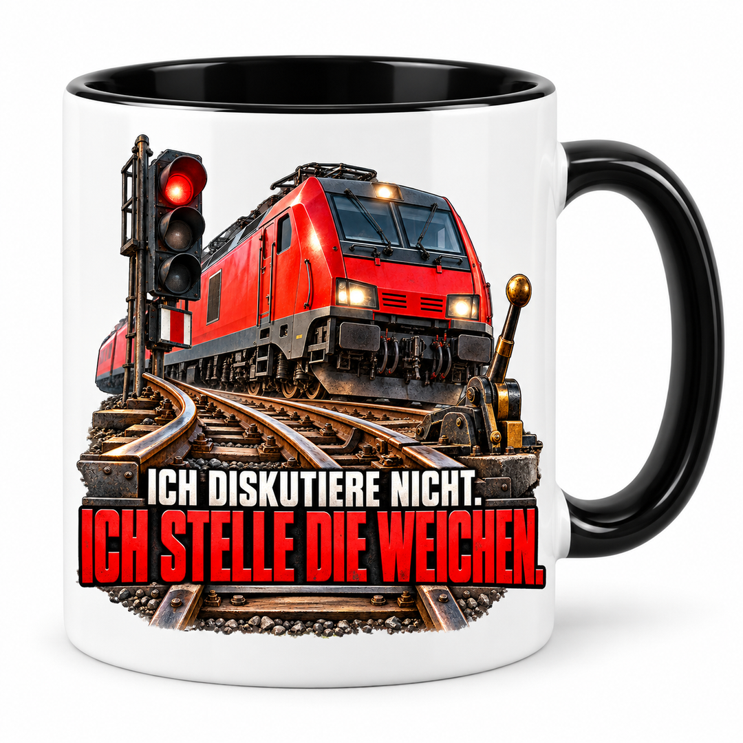 Lokführer Tasse Schwarz – Ich stelle die Weichen