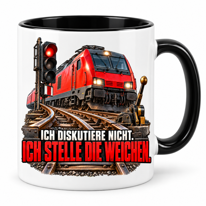 Lokführer Tasse Schwarz – Ich stelle die Weichen