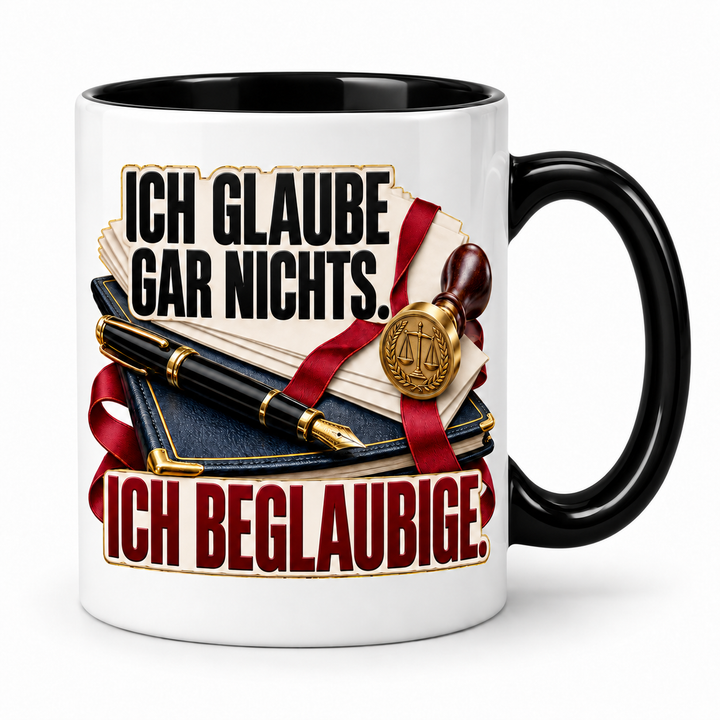 Notar-Tasse Ich glaube gar nichts in Schwarz