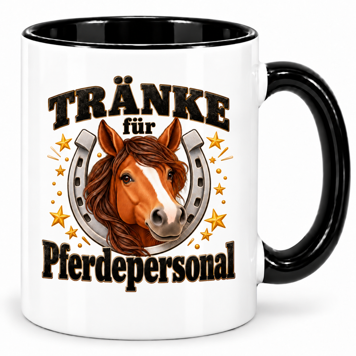 Pferde-Tasse Tränke für Pferdepersonal – Schwarz