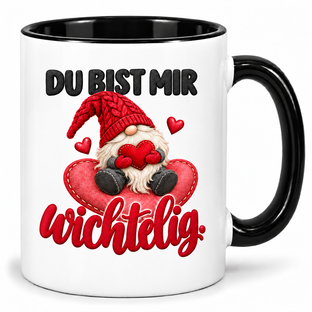 Wichtel-Tasse Du bist mir wichtelig – Schwarz