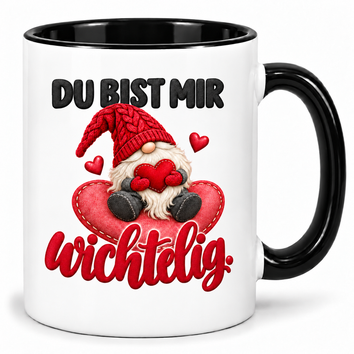 Wichtel-Tasse Du bist mir wichtelig – Schwarz